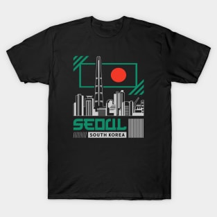 Retro Seoul South Korea City Skyline Vintage Korean T-Shirt